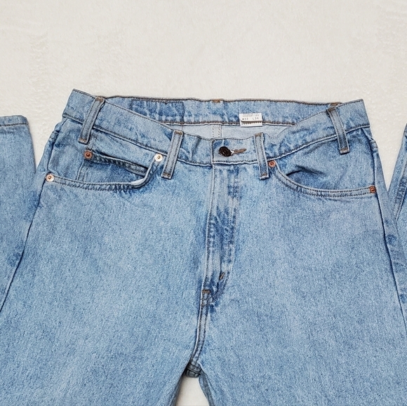 VINTAGE 1997 Levi's 505 Orange Tab Grunge Regular Straight Leg Light Wash Jeans - Picture 6 of 14